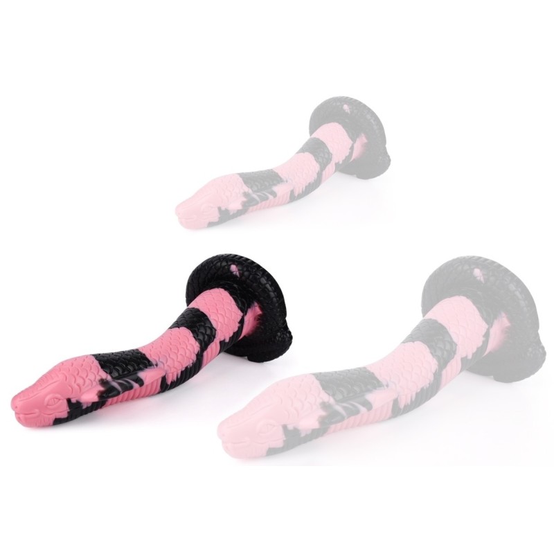 Gode Cobra Snake M 22 x 6cm Noir-Rose