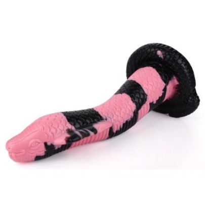 Gode Cobra Snake M 22 x 6cm Noir-Rose