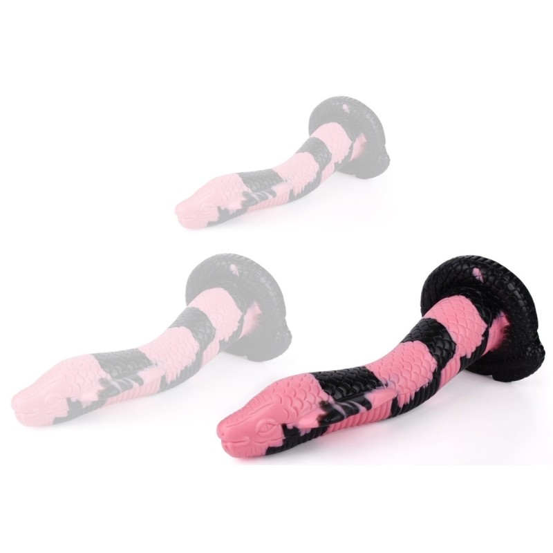 Gode Cobra Snake L 26 x 7cm Noir-Rose