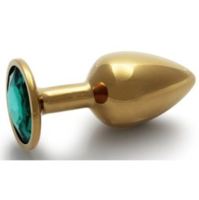 Bijou anal Round Gem S 6 x 2.6 cm Doré-Vert- Bijoux Anal en stock sur Fun et plaisirs