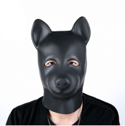 Cagoule en latex Sweety Bear Noire- Puppy Play