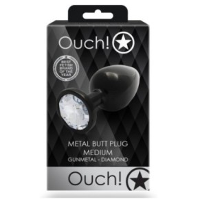 Bijou anal Round Gem M 7 x 3.3 cm Noir-transparent