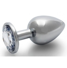 Bijou anal Round Gem M 7 x 3.3 cm Argenté-Transparent- Bijoux Anal en stock sur Fun et plaisirs