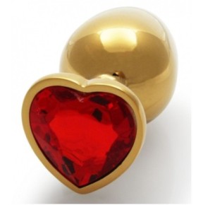 Bijou anal Heart Gem M 7 x 3.3cm Doré-Rouge- Bijoux Anal en stock sur Fun et plaisirs