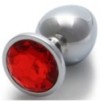 Bijou anal Round Gem M 7 x 3.3 cm Argenté-Rouge