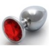 Bijou anal Round Gem M 7 x 3.3 cm Argenté-Rouge