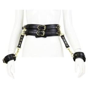 Ceinture avec liens Poignets Belt Wrist Noire- Menottes en stock sur Fun et plaisirs