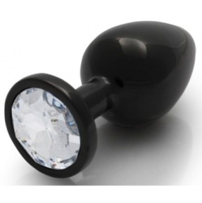 Bijou anal Round Gem L 8 x 4cm Noir-Transparent- Bijoux Anal en stock sur Fun et plaisirs