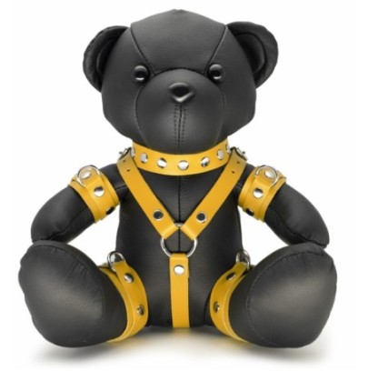 Ours en cuir Bendy The Bdsm Teddy Bear Jaune- CUIR RUBBER MAT en stock sur Fun et plaisirs