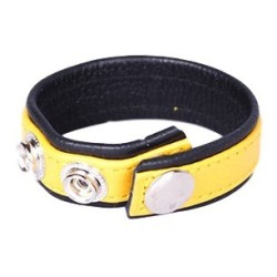 Anneau Pénien Cuir Jaune 3 pressions- Cockrings Cuirs en stock sur Fun et plaisirs