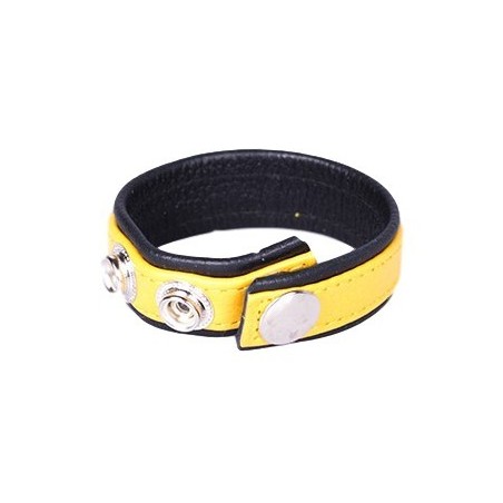 Anneau Pénien Cuir Jaune 3 pressions- Cockrings Cuirs en stock sur Fun et plaisirs