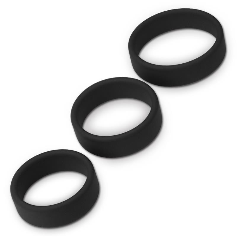 Pack de 3 cockrings silicone SiliRing Noirs