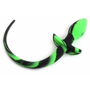 Plug Queue de Chien Silicone Dog Tail 7.5 x 3.1cm Vert Noir disponible sur Fun et plaisirs