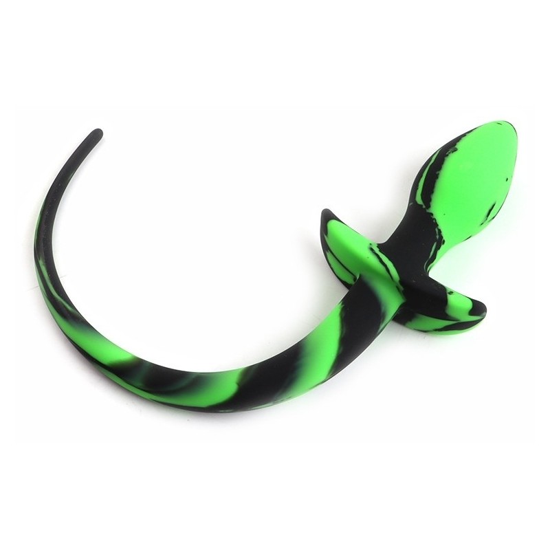 Plug Queue de Chien Silicone Dog Tail 7.5 x 3.1cm Vert Noir