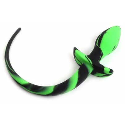 Plug Queue de Chien Silicone Dog Tail 7.5 x 3.1cm Vert Noir disponible sur Fun et plaisirs