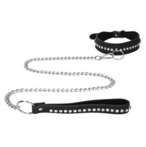 Collier-Laisse à Strass Diamond Studded Noir disponible sur Fun et plaisirs