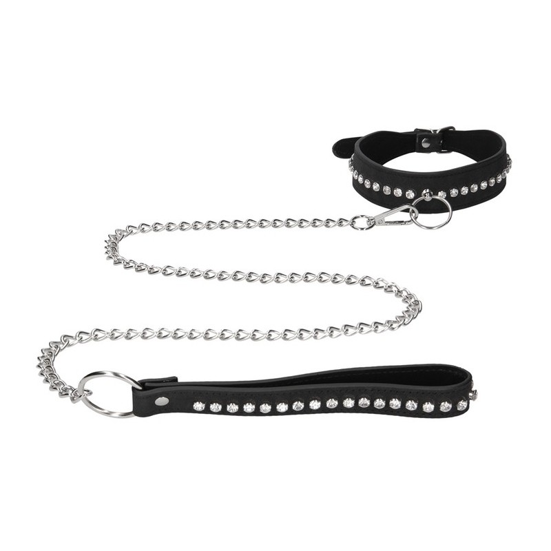 Collier-Laisse à Strass Diamond Studded Noir