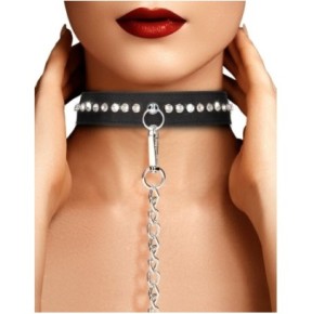 Collier-Laisse à Strass Diamond Studded Noir