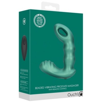 Stimulateur de prostate Beaded 10 x 3.5cm Vert métallisé