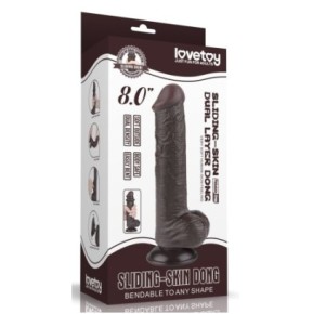 Gode avec Bourses Sliding Skin 15 x 4.5cm Noir