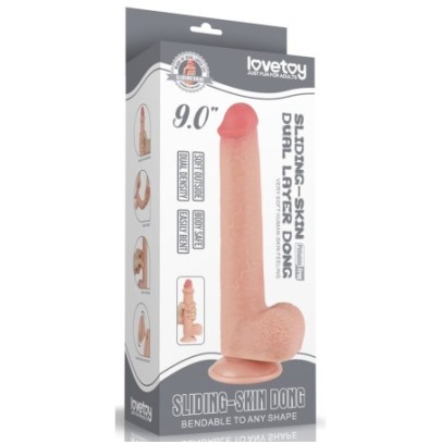 Gode avec Bourses Sliding Skin 17 x 3.5cm