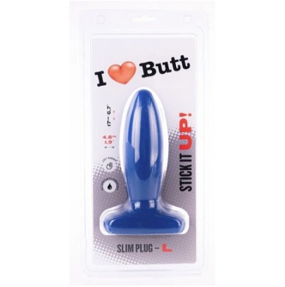 Plug Slim L I Love Butt 14 x 4.8 cm Bleu