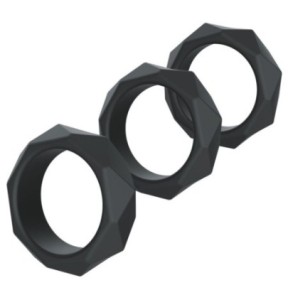 Lot de 3 Cockrings Silicone Heavy C-Ring Noirs disponible sur Fun et plaisirs