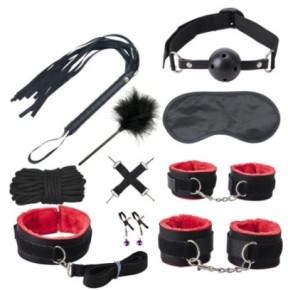 Kit SM Bondage Push 10 pièces Noir-Rouge disponible sur Fun et plaisirs