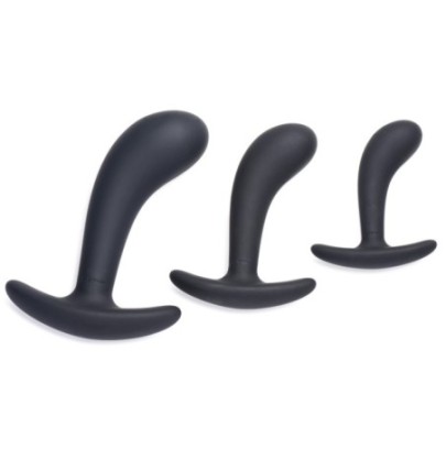 Pack de 3 plugs Trainer Silicone Dark Delights Noirs sur fun et plaisirs - vente de sextoys pas cher