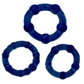 Pack de 3 mini cockrings souples bleus sur fun et plaisirs - vente de sextoys pas cher