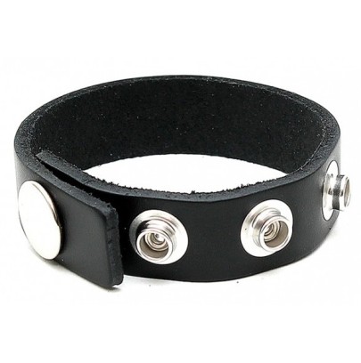 Cockring en cuir Brut 4 pressions Noir sur fun et plaisirs - vente de sextoys pas cher