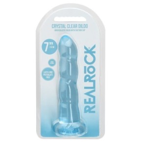 Gode Twist Crystal RealRock 16 x 4cm Bleu