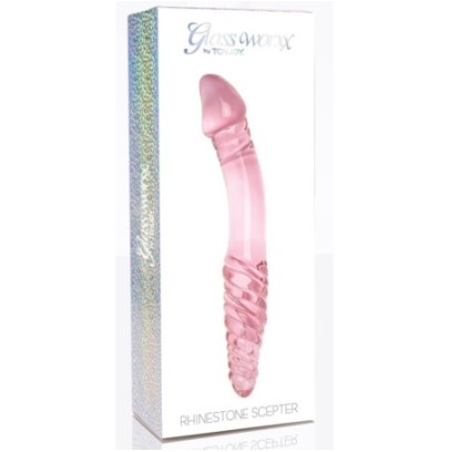 Gode en verre Rhinestone Scepter 23 x 3.6cm Rose