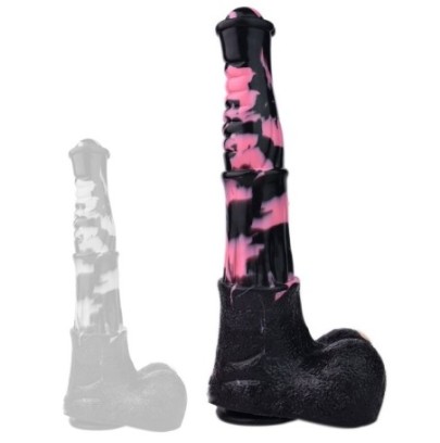 Gode Horse Tinulf L 28 x 6.5cm Noir-Rose sur fun et plaisirs - vente de sextoys pas cher