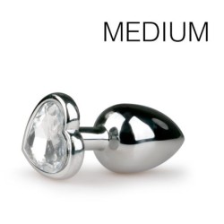 Plug bijou Argent en coeur - MEDIUM 7.1 x 3.2 cm- Bijoux Anal en stock sur Fun et plaisirs