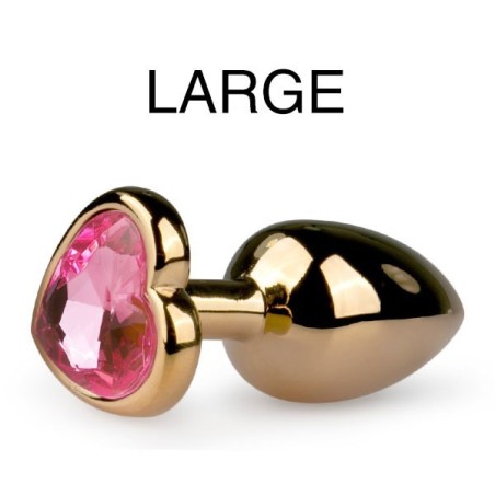 Plug bijou Or en coeur - LARGE 8.2 x 3.8 cm- Bijoux Anal en stock sur Fun et plaisirs