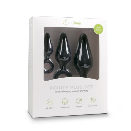 Lot de 3 plugs Pointy 10 x 4.5 cm Noir