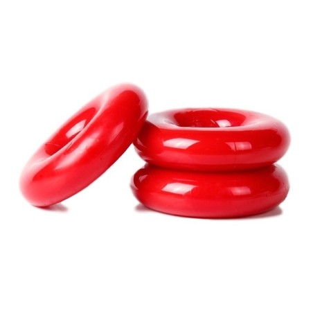 Lot de 3 cockrings Chubby Rouge- Cockrings Flexibles en stock sur Fun et plaisirs