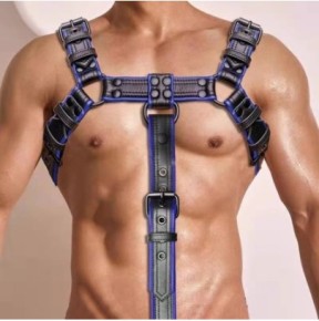 Harnais Simili Hashon Noir-Bleu sur fun et plaisirs - vente de sextoys pas cher