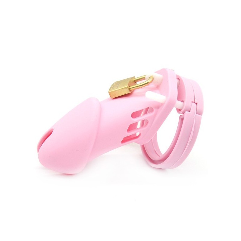 Cage de chasteté Silicone Bran 9  x 3cm Rose