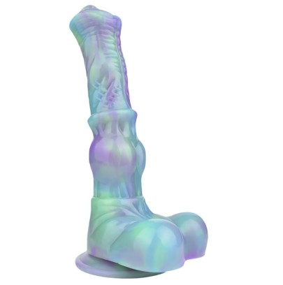 Gode Ekwus 20 x 5.3 cm Vert-Violet sur fun et plaisirs - vente de sextoys pas cher