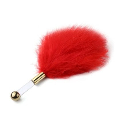 Plumeau Golden Clear 15cm Rouge sur fun et plaisirs - vente de sextoys pas cher