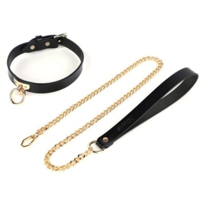 Collier-Laisse Tee Ring Noir sur fun et plaisirs - vente de sextoys pas cher