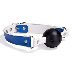 Bâillon-Boule Gago Blanc-Bleu sur fun et plaisirs - vente de sextoys pas cher