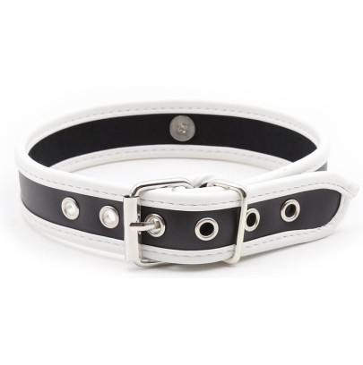 Collier O Ring Simili Noir-Blanc