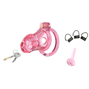 Cage de Chasteté Silicone LOCK HOLE L 8.5 x 4cm Rose