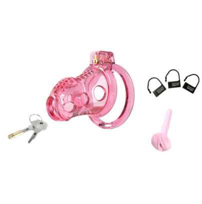 Cage de Chasteté Silicone LOCK HOLE L 8.5 x 4cm Rose