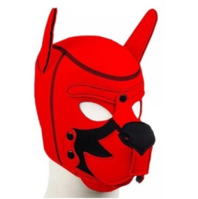 Cagoule Puppy Fox Néoprène Rouge-Noir sur fun et plaisirs - vente de sextoys pas cher