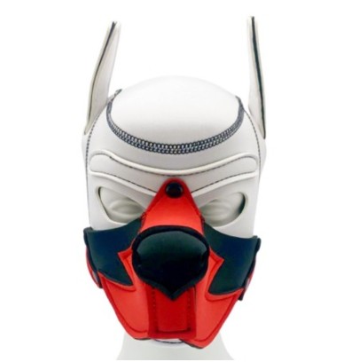 Cagoule Puppy Fox Néoprène Blanc-Rouge