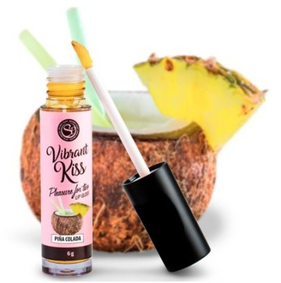 Gloss Vibrant Kiss Piña Colada 6gr sur fun et plaisirs - vente de sextoys pas cher